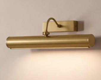 Brass Picture Light | Minimalist Gold Wall Sconce, Adjustable Gallery Accent Light for Paintings, Mirrors & Artwork Decor