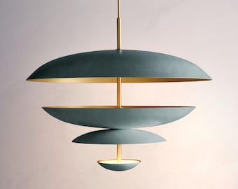 Modern Brass Chandelier – Four-Light Duo Seleno Pendant Ceiling Light | Mid-Century Inspired Fixture