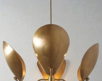Brass Petal Chandelier: Mid-Century Modern Italian Design