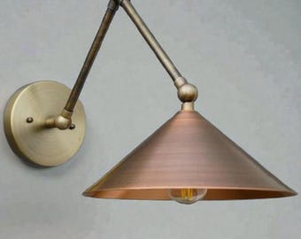Adjustable Brass Wall Sconce: Mid-Century Modern Industrial Light