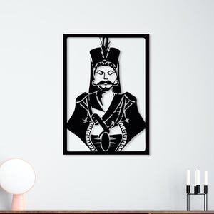 オスマン帝国のイェニチェリ様式の金属製ウォールアート - 歴史的なトルコ戦士のシルエットをモチーフにした装飾
