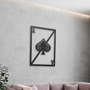 Ace of Spades Metal Wall Art – nowoczesna dekoracja w postaci kart do gry do pokoju gier