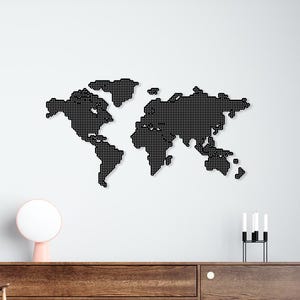 世界地図メタルウォールアート – 自宅やオフィスに最適な、モダンな旅行風ウォールデコレーション