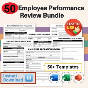 Employee Performance Review Template | Performance Evaluation Form | Employee Appraisal | Performance Improvement Plan | Performance Review
