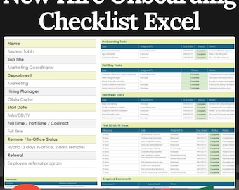 Plantilla de Excel para la lista de verificación de incorporación de nuevos empleados: paquete de capacitación de RR.