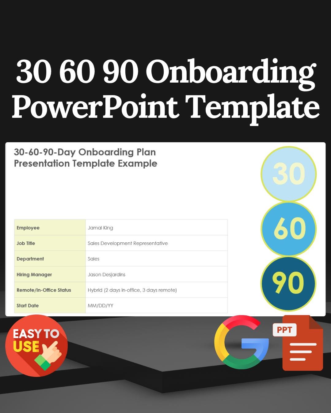 30 60 90 Day Onboarding Plan Template: HR Powerpoint Slides (PPTX ...