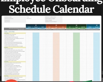 Employee Onboarding Schedule: Excel Template, HR Planner (Digital Download)