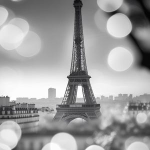 Rainy Paris at Night – Black & White Cityscape Digital Download