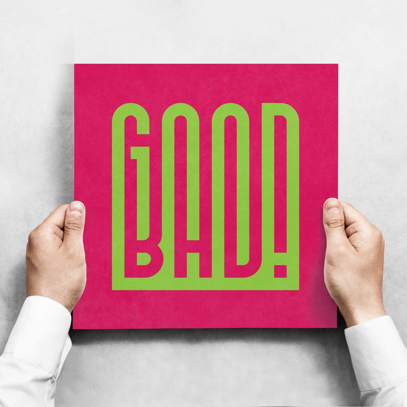 GOOD / BAD Optical Illusion Typography Art Print – Escher-inspired ...