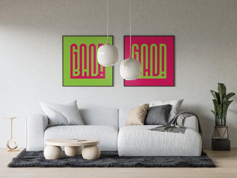 GOOD / BAD Optical Illusion Typography Art Print – Escher-inspired ...