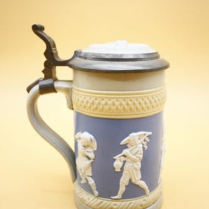 Villeroy & Boch Mettlach Authentic Beer Stein Relief Design Vintage 7&quot; H