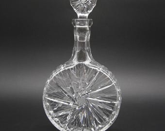 Bohemian Crystal Decanter Wheel Cut Pinwheel Star Of Davi Design 12" h