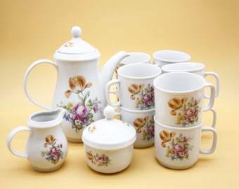 Tea Coffee set 15 pc. Kahla Porcelain From Germany GDR Pastel Floral Vintage