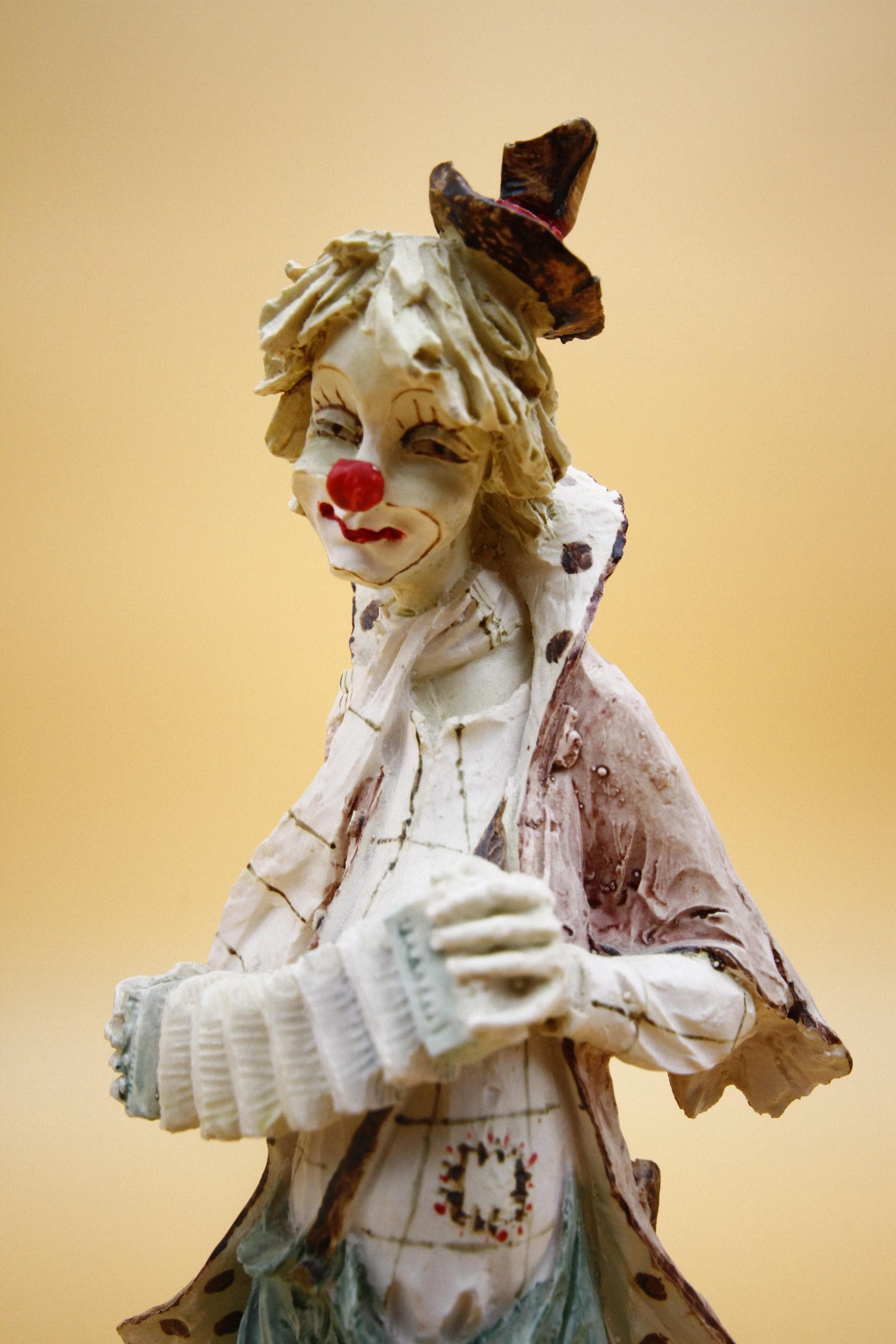 Vintage Clown Hobo Figurine Playing Accordion Signed A. Santini