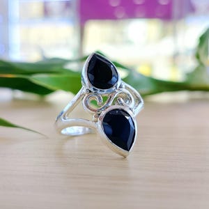 Black Onyx Ring, Women's Ring, Solid Sterling Silver Handmade Ring for Women, Statement Ring, Silver Ring, Onyx Gemstone Ring For Her