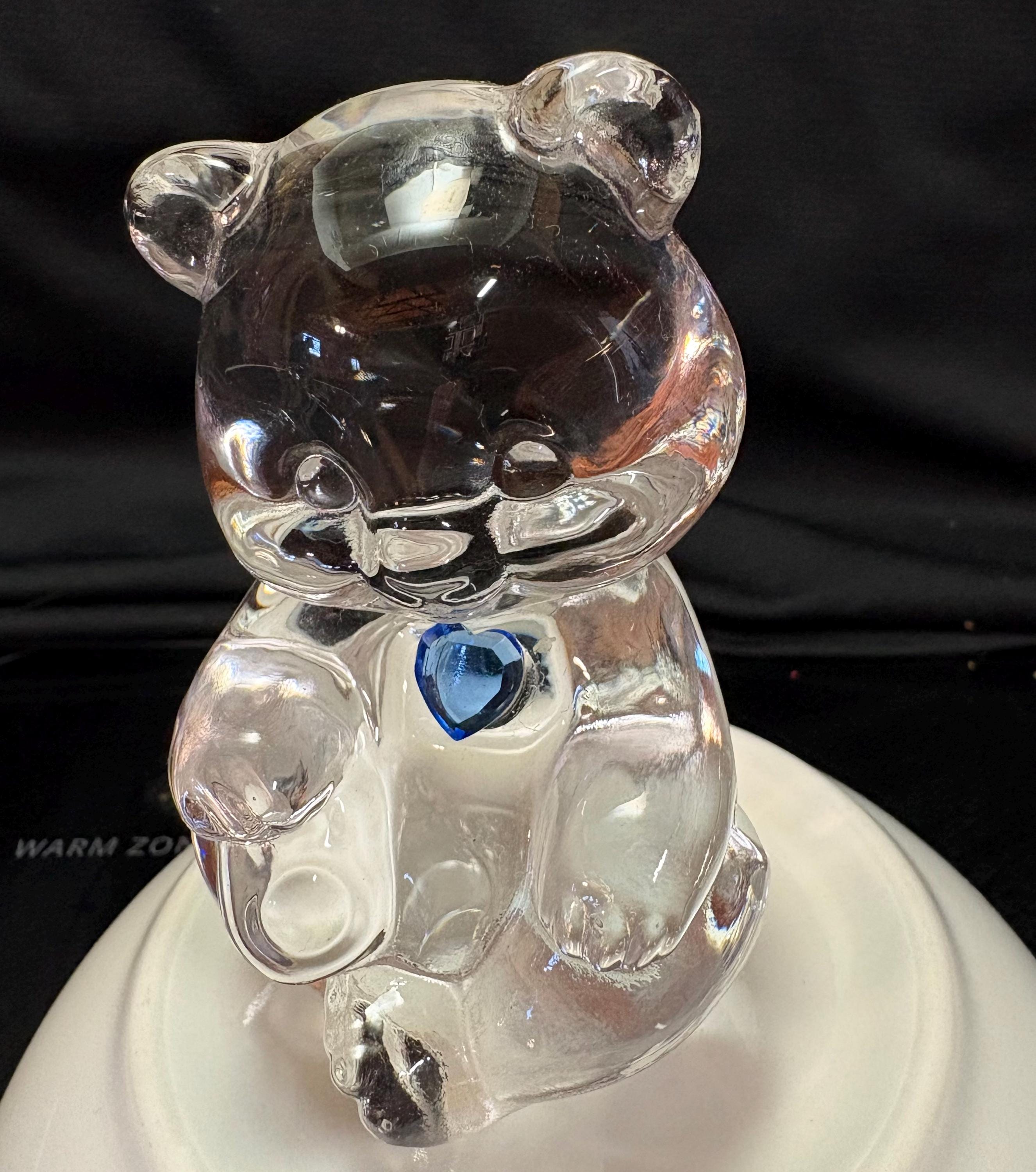 Lot of 2 Fenton Glass Birthstone Bears Red and Blue Hearts - Etsy