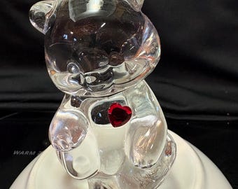Lot of 2 Fenton Glass Birthstone Bears Red and Blue Hearts - Etsy
