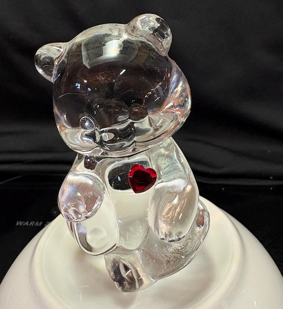 Lot of 2 Fenton Glass Birthstone Bears Red and Blue Hearts - Etsy