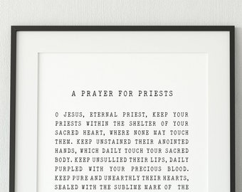 St. Therese of Lisieux Prayer for Priests, saint print, Catholic, ordination gift, priest anniversary, Catholic priest gift, confirmation
