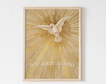 Veni Sancte Spiritus Holy Spirit Print, Catholic art print, Pentacost Poster, Catholic family art, Catholic Art, saint art, religious print