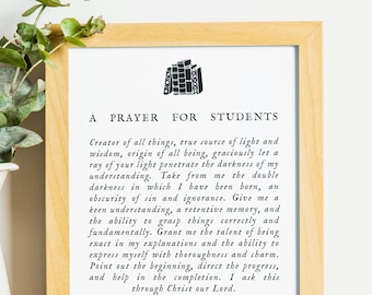 St. Thomas Aquinas Prayer for Students, Catholic Graduation Gift (Digital Download)