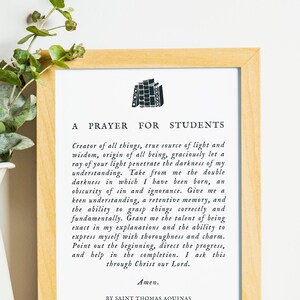 St. Thomas Aquinas Prayer for Students, Catholic Graduation Gift (Digital Download)