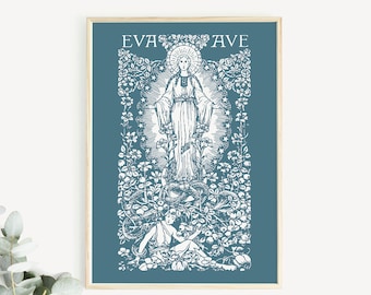 Marian Garden Annunciation Print: Vintage Catholic Art