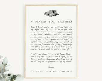 Prayer for Teachers Catholic School, prayer print, Catholic, College gift, Graduation gift, seminarian gift, confirmation, catholic print