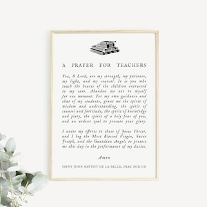 Teachers Catholic School Prayer Print, Catholic school Poster, college gift, catholic schools week gift, seminarian gift, catholic print