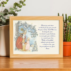 St. Nicholas Prayer Print: Catholic Christmas Advent Art