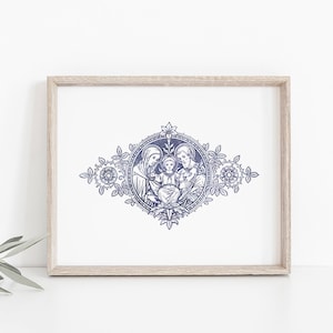 Holy Family Art Print: Elegant Marian Nativity Design