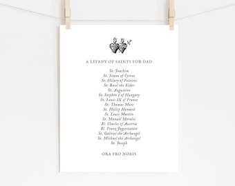 Litany of Saints for Dad, Gift for him, Father's Day Gift, Catholic home print, catholic gift for guys, Holy Family, Catholic Art, saint art
