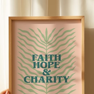 Faith Hope Charity Printable Poster: Christian Theological Virtues (Digital Download)