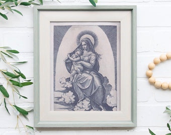 Vintage Madonna And Child Vintage Style Catholic Art Print, Marian Art, Catholic Gift, Catholic Art, Catholic Gift, Mary Print, Christmas