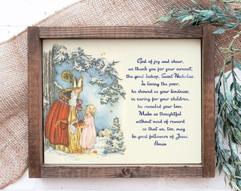 St. Nicholas Prayer Print: Catholic Christmas Advent Art