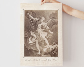 St Michael the Archangel,  Catholic art print, Defender of the Church, Angel art, Catholic print, confirmation gift, baptism, saint quote,