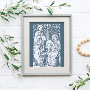 Holy Family Catholic Print, Vintage Catholic Art, Jesus Mary and Joseph Print, Catholic gift, Christmas Decor, Catholic Nativity, Advent