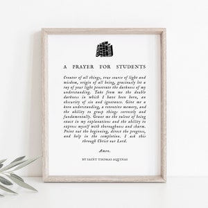 Prière pour les étudiants Saint-Thomas d'Aquin, impression saint, catholique, cadeau d'université, cadeau de remise des diplômes, cadeau de séminariste, confirmation, impression catholique