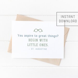 Tarjeta católica, tarjeta de nota imprimible de San Agustín, Descarga instantánea, DIY descargable PDF 5"x7" saludo de graduación del maestro, Imprimir en casa