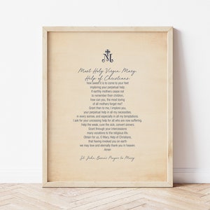 Prayer to Mary by St. John Bosco, Catholic Prayer, Wall Art, Christian poster, Catholic school print, art print, saint, confirmation gift