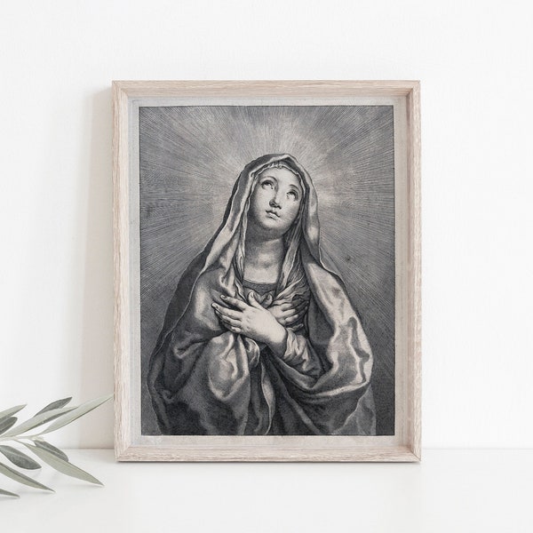 Our Lady of Sorrows Vintage Style Catholic Art, Marian Art, Catholic Gift, Catholic Art, Catholic Gift, Mary Print, Lent art, Lenten print