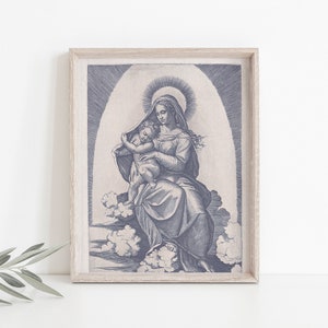 Vintage Madonna And Child Vintage Style Catholic Art Print, Marian Art, Catholic Gift, Catholic Art, Catholic Gift, Mary Print, Christmas