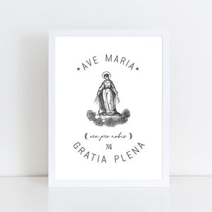 Ave Maria Catholic Art Print, Confirmation Gift, Hail Mary Print, Catholic Wall Art, Graduation Gift, First Communion, Wedding, Catholic Mom image 1