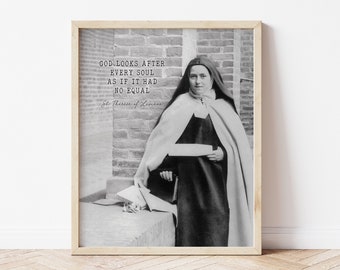 St. Therese of Lisieux "God looks after every soul..." Catholic Saint Quote, Confirmation Gift, Catholic Print, Catholic Art, Saint quote