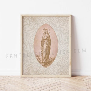 Our Lady of Lourdes Medallion Print: Marian Art Poster