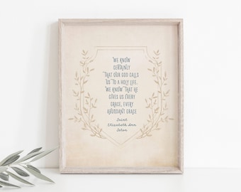 St. Elizabeth Ann Seton Quote Art Print: Catholic Mom Gift, Abundant Grace
