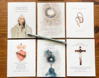 Catholic Priest Notecard Set of Six unique cards, Ordination Gift, Saint Quotes
