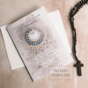 Scheda stampabile per l'ordinazione cattolica, scheda scaricabile istantaneamente per sacerdoti, scheda ostensorio, regalo per sacerdoti PDF 5x7 scaricabile fai da te, scheda stampabile a casa