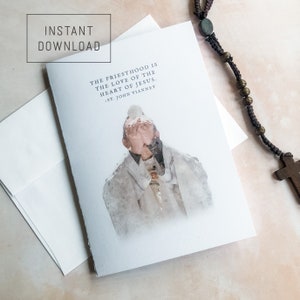 Katholischer Priester Anerkennung / Ordinationskarte, sofortiger Download, DIY herunterladbare PDF 5 "x 7" Priester Geschenk, Druck zu Hause, druckbare Karte