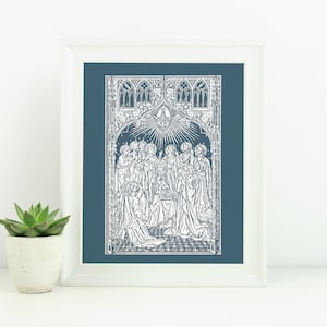 Pentecost Art Print: Descent of the Holy Spirit, Catholic Wall Art